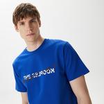 ERKEK BASKILI BİSİKLET YAKA LACİVERT  T-SHIRT