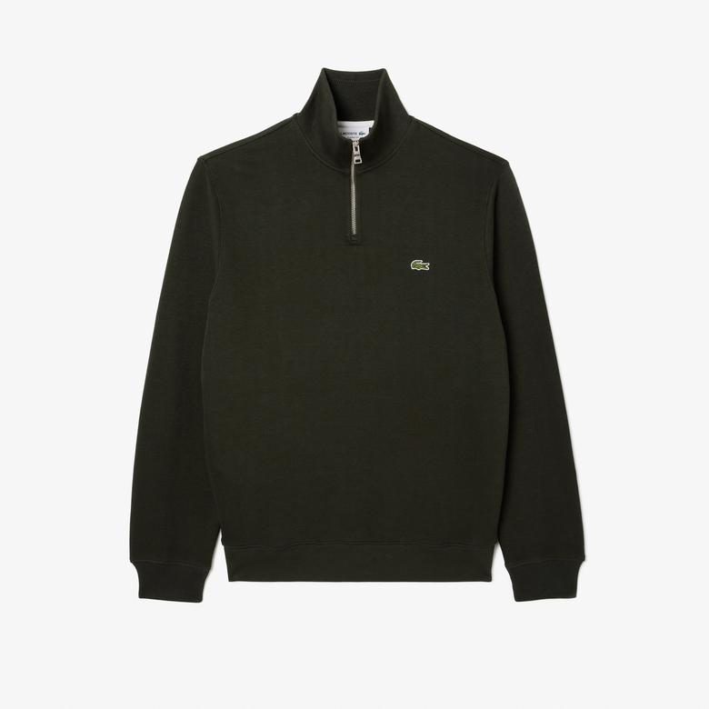 Lacoste Erkek Classic Fit Yarım Fermuarlı Yeşil Sweatshirt