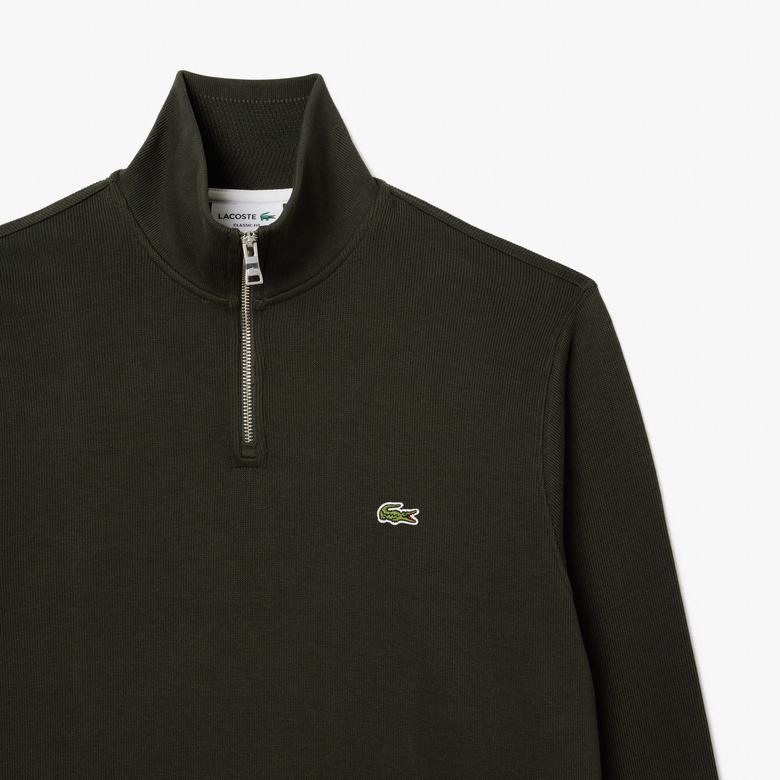 Lacoste Erkek Classic Fit Yarım Fermuarlı Yeşil Sweatshirt