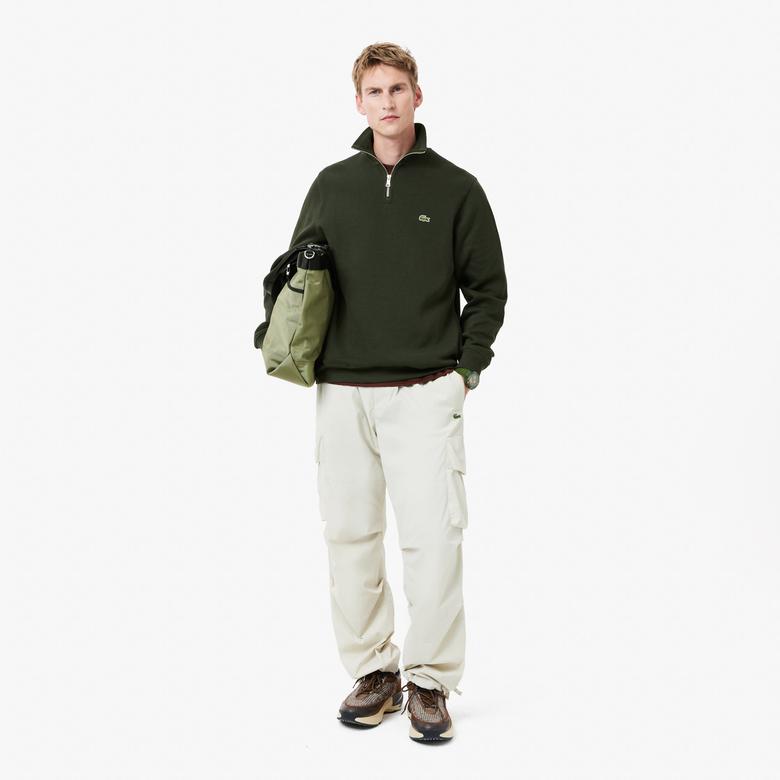 Lacoste Erkek Classic Fit Yarım Fermuarlı Yeşil Sweatshirt