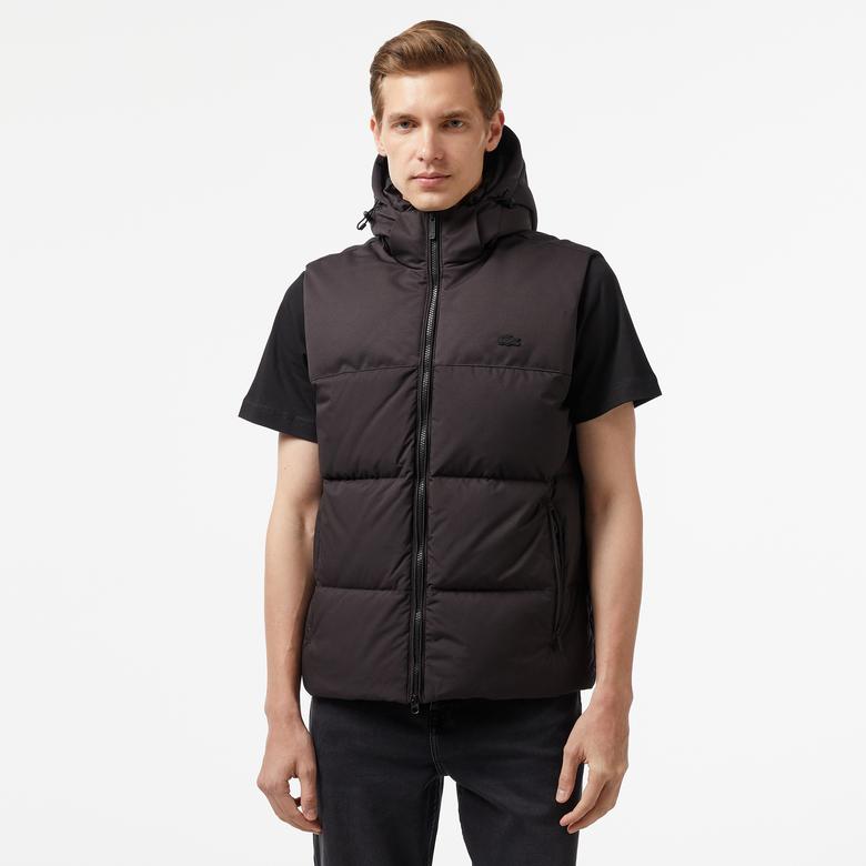Lacoste Erkek Kapüşonlu Siyah Şişme Yelek