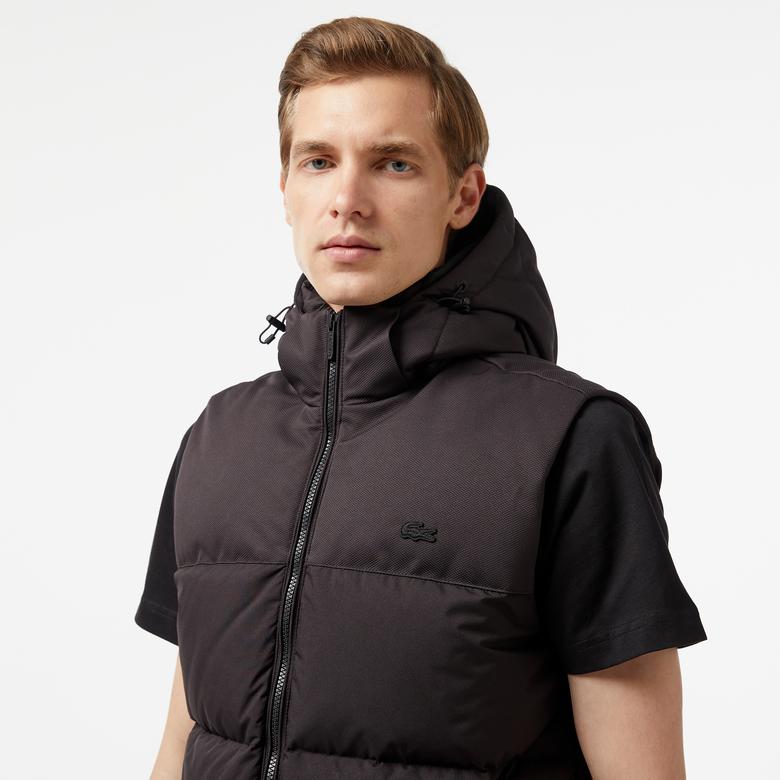Lacoste Erkek Kapüşonlu Siyah Şişme Yelek