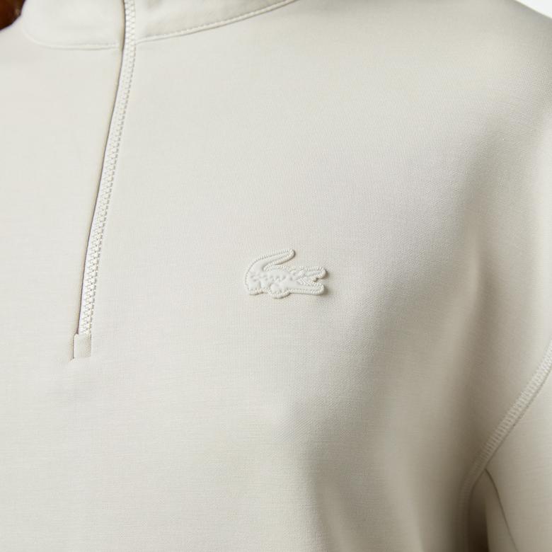 Lacoste Relaxed Fit Yarım Fermuarlı Kadın Gri Sweatshirt