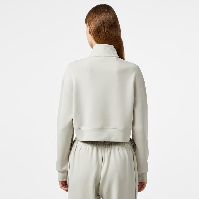 Lacoste Relaxed Fit Yarım Fermuarlı Kadın Gri Sweatshirt
