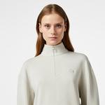 Lacoste Relaxed Fit Yarım Fermuarlı Kadın Gri Sweatshirt