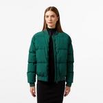 Lacoste Kadın Relaxed Fit Dik Yaka Koyu Yeşil Mont