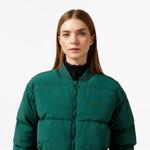 Lacoste Kadın Relaxed Fit Dik Yaka Koyu Yeşil Mont