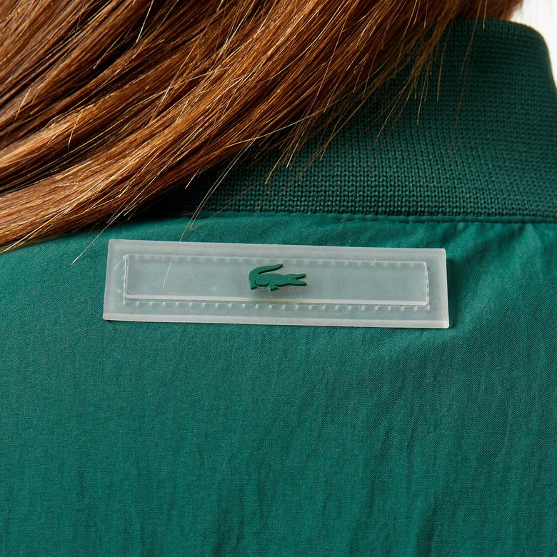 Lacoste Kadın Relaxed Fit Dik Yaka Koyu Yeşil Mont