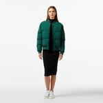 Lacoste Kadın Relaxed Fit Dik Yaka Koyu Yeşil Mont