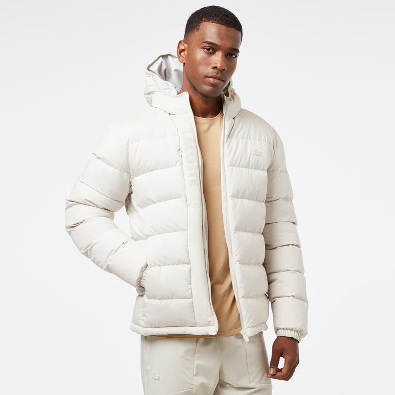 Lacoste Erkek Regular Fit Kapüşonlu Beyaz Şişme Mont