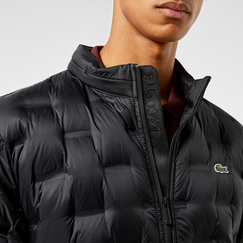 Lacoste Erkek Regular Fit Kapüşonlu Kapitone Siyah Mont