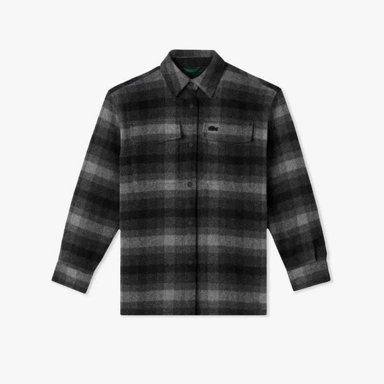 Lacoste Kadın Relaxed Fit Gömlek Yaka Siyah Ceket