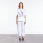 KADIN BİSİKLET YAKA BASKILI BEYAZ T-SHIRT