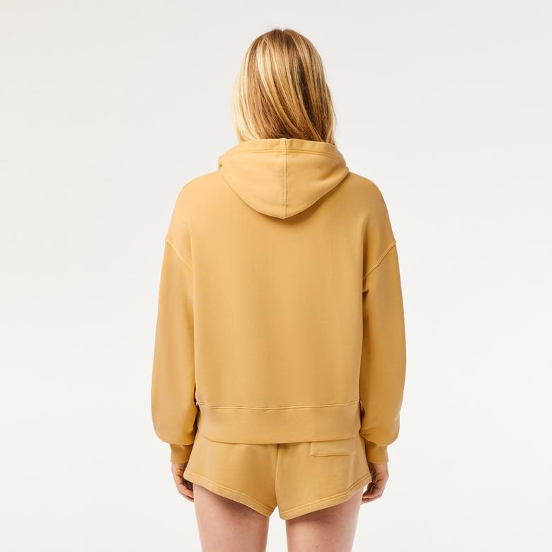 Lacoste Kadın Oversize Fit Kapüşonlu Sarı Sweatshirt