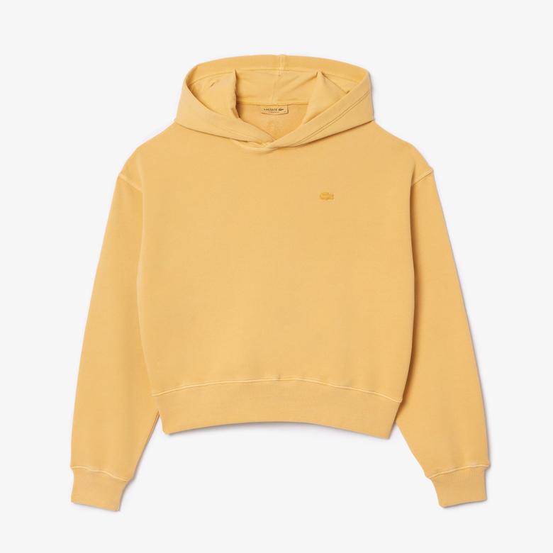 Lacoste Kadın Oversize Fit Kapüşonlu Sarı Sweatshirt
