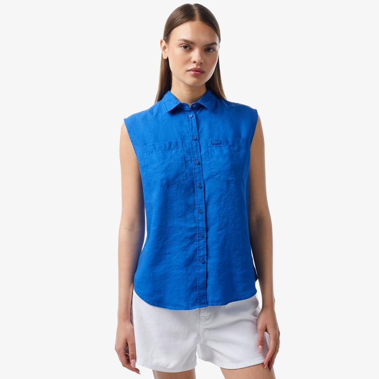 Lacoste Kadın Kolsuz Lacivert Gömlek