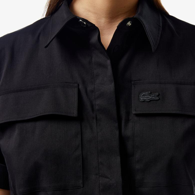 Lacoste Kadın Kısa Kollu Siyah Gömlek