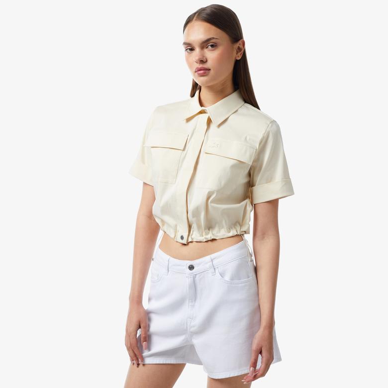 Lacoste Kadın Kısa Kollu Bej Gömlek