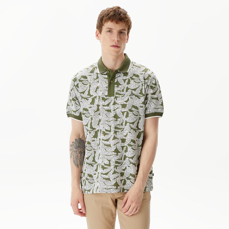 Nautica Erkek Yeşil Classic Fit Kısa Kollu Baskılı Polo