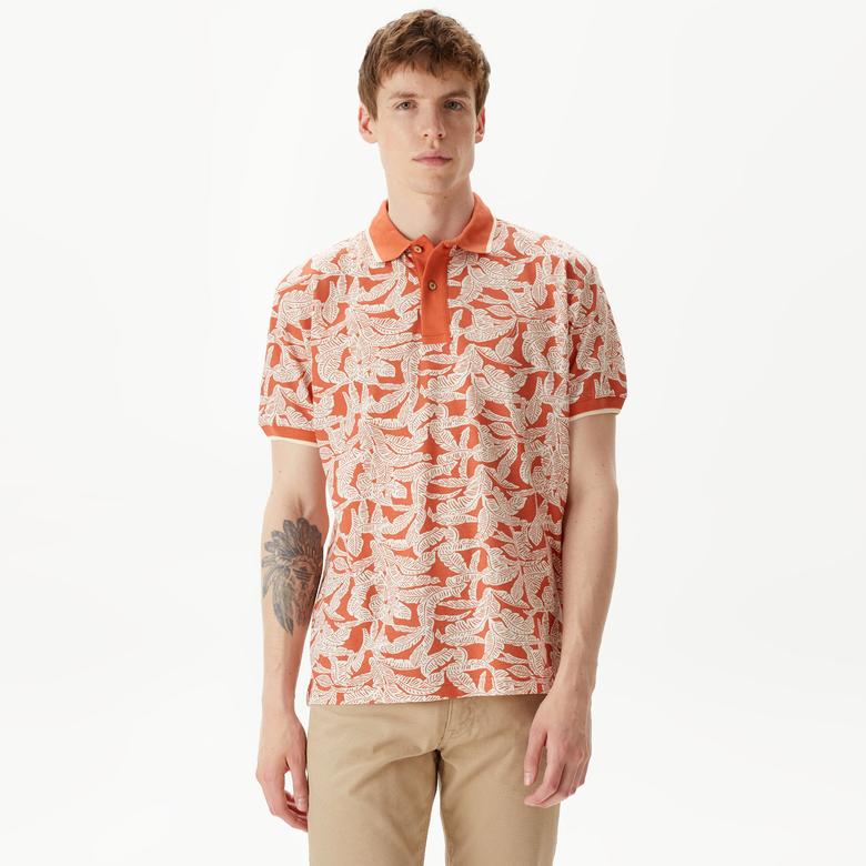 Nautica Erkek Turuncu Classic Fit Kısa Kollu Baskılı Polo