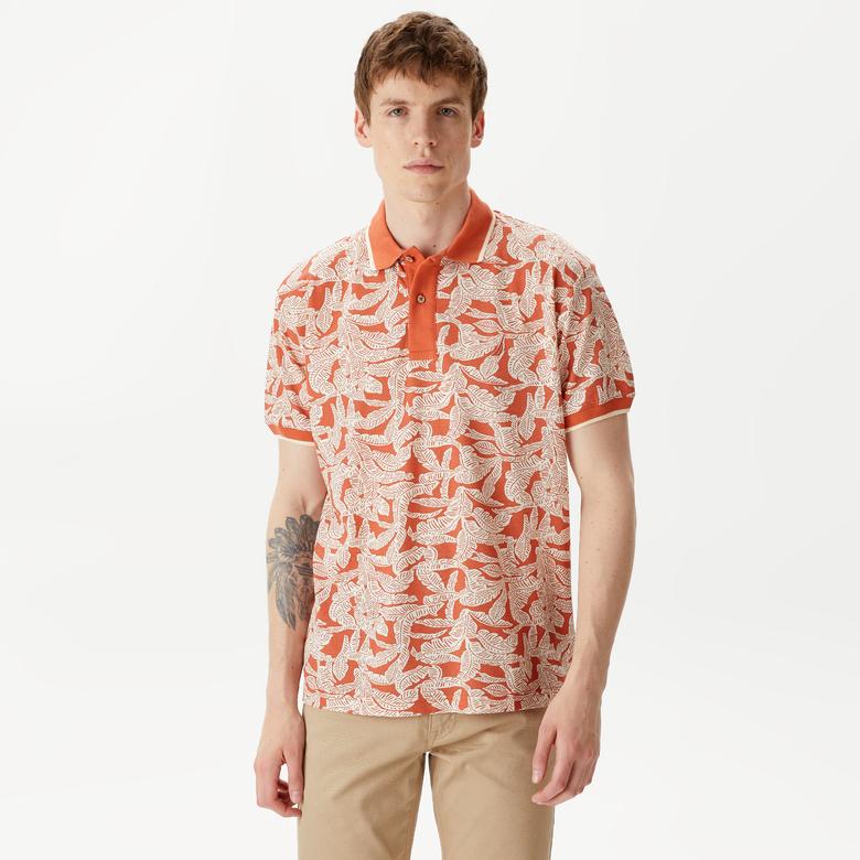 Nautica Erkek Turuncu Classic Fit Kısa Kollu Baskılı Polo