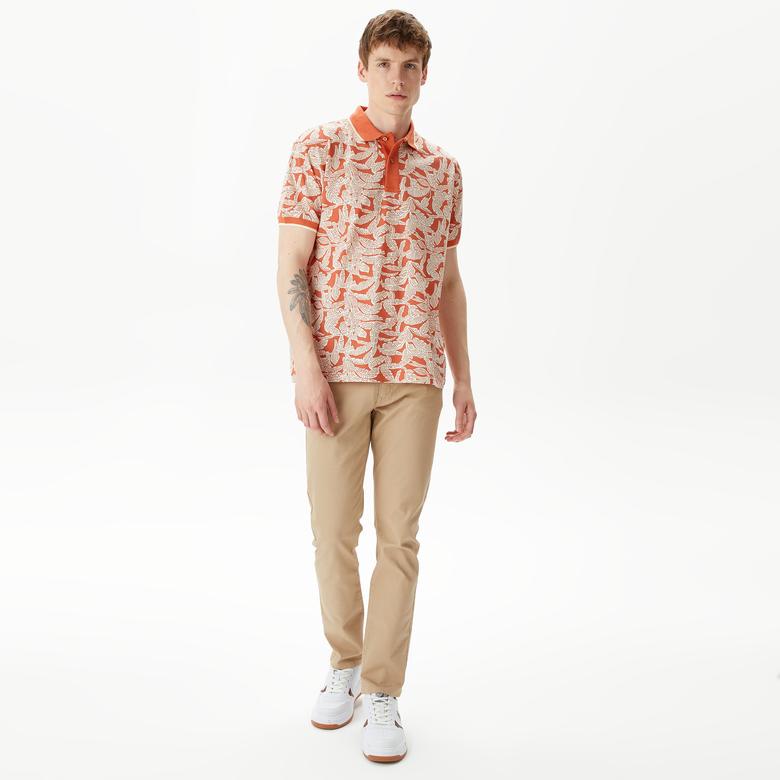 Nautica Erkek Turuncu Classic Fit Kısa Kollu Baskılı Polo