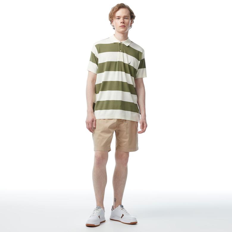 Nautica Erkek Yeşil Classic Fit Kısa Kollu Çizgili Polo