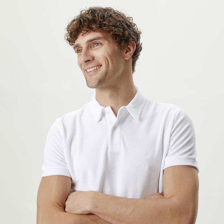 Nautica Erkek Beyaz Classic Fit Kısa Kollu Polo