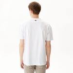 Lacoste Erkek Relaxed Fit Bisiklet Yaka Baskılı Beyaz T-Shirt