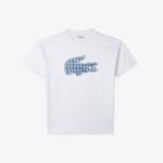 Lacoste Erkek Relaxed Fit Bisiklet Yaka Baskılı Beyaz T-Shirt