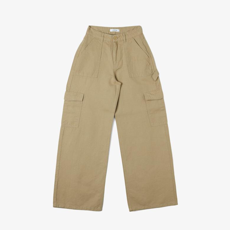Lacoste Kadın Loose Fit Bej Jean Pantolon