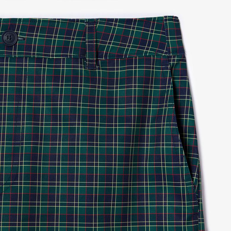Lacoste Erkek Loose Fit Ekose Lacivert Bermuda