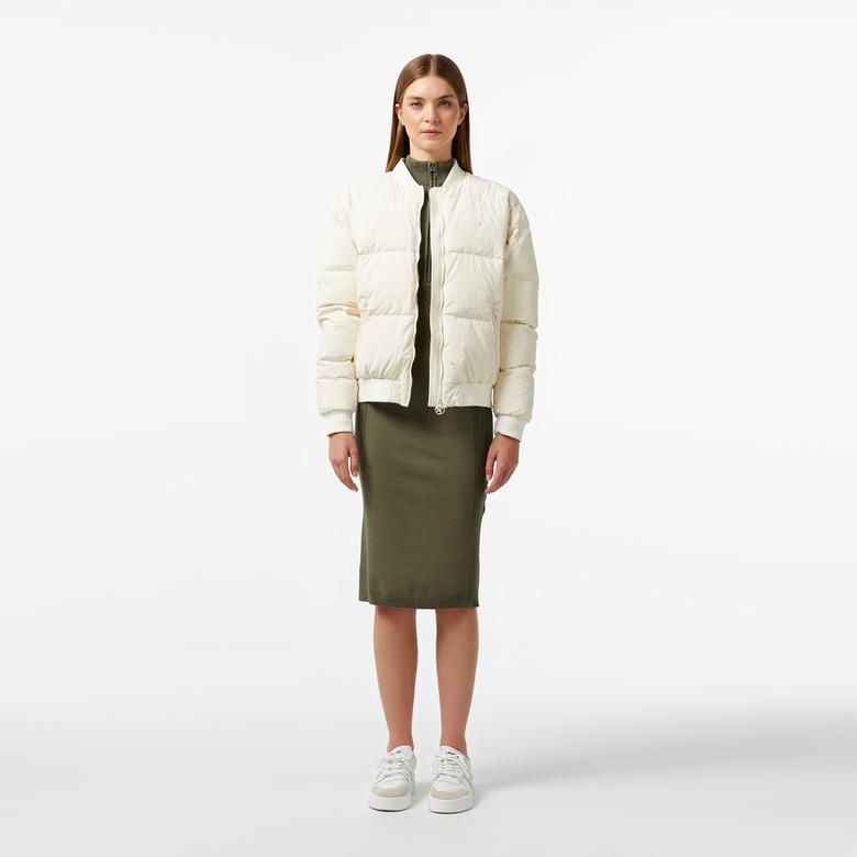 Lacoste Kadın Relaxed Fit Dik Yaka Krem Mont