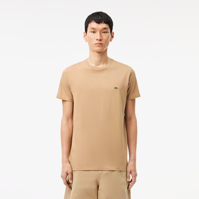 Lacoste Erkek Regular Fit Bisiklet Yaka Bej T-Shirt