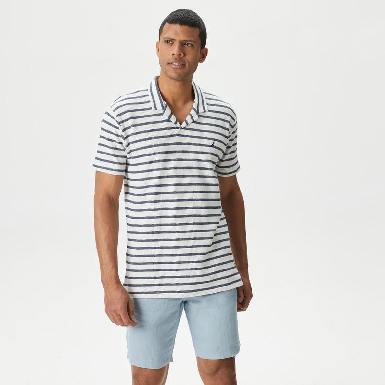 Nautica Erkek Lacivert Classic Fit Kısa Kollu Çizgili Polo