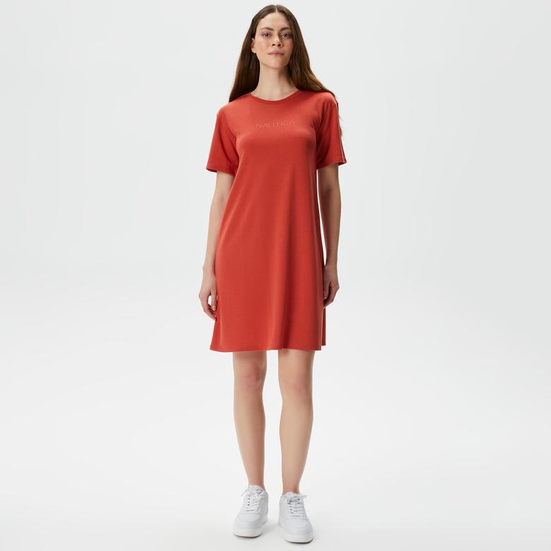 Nautica Kadın Kiremit Relaxed Fit Kısa Kollu Elbise