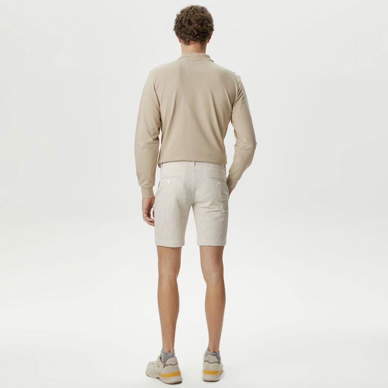 Nautica Erkek Bej Standart Fit Bermuda