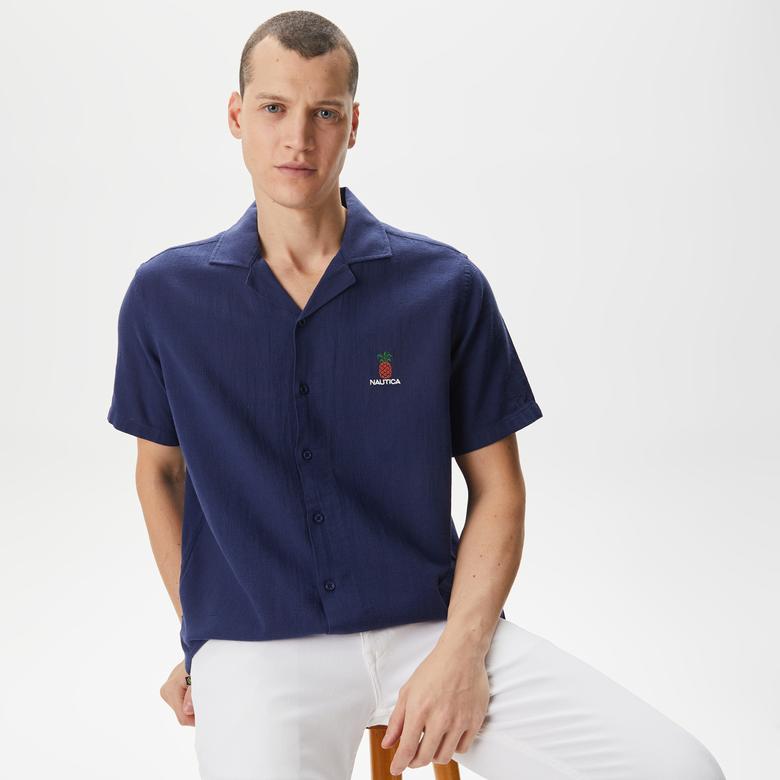 Nautica Erkek Lacivert Classic Fit Kısa Kollu Gömlek
