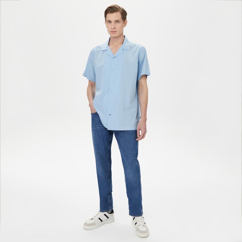 Nautica Erkek Mavi Classic Fit Kısa Kollu Gömlek