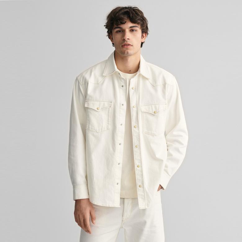 GANT Erkek Bej Relaxed Fit Klasik Yaka Gömlek