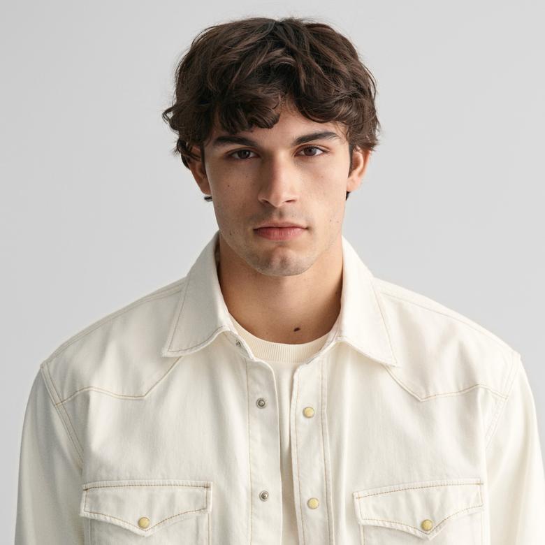 GANT Erkek Bej Relaxed Fit Klasik Yaka Gömlek