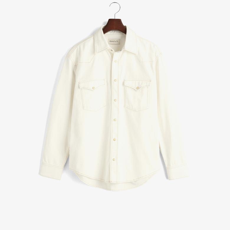GANT Erkek Bej Relaxed Fit Klasik Yaka Gömlek