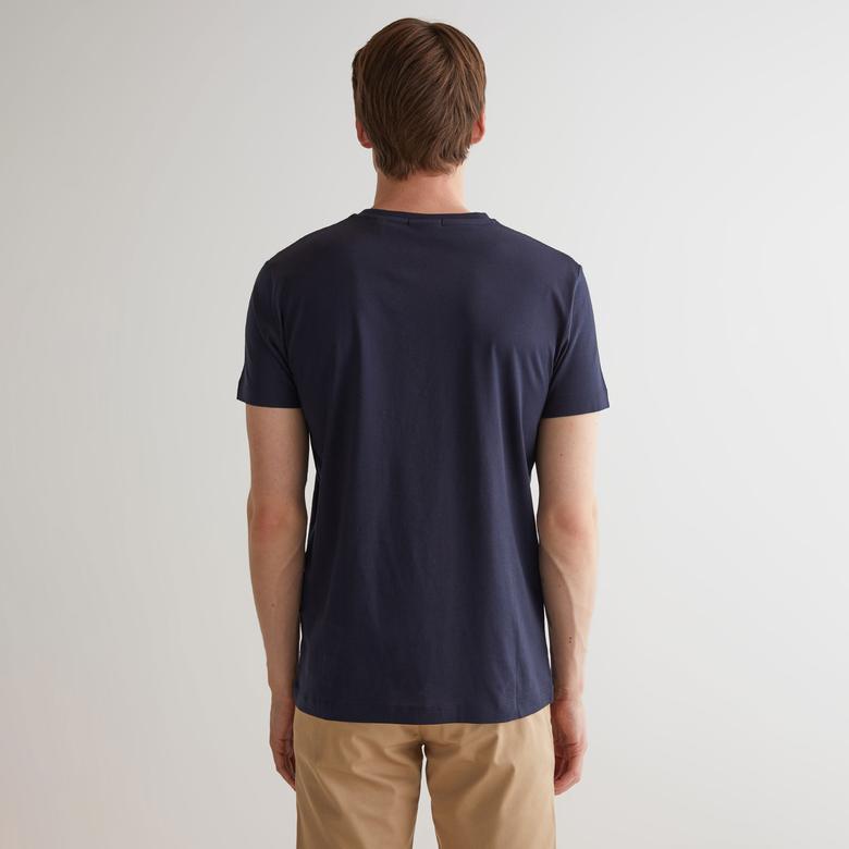 GANT Erkek Lacivert Slim Fit Bisiklet Yaka T-shirt