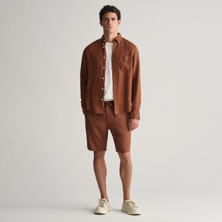 GANT Erkek Kahverengi Relaxed Fit Keten Şort
