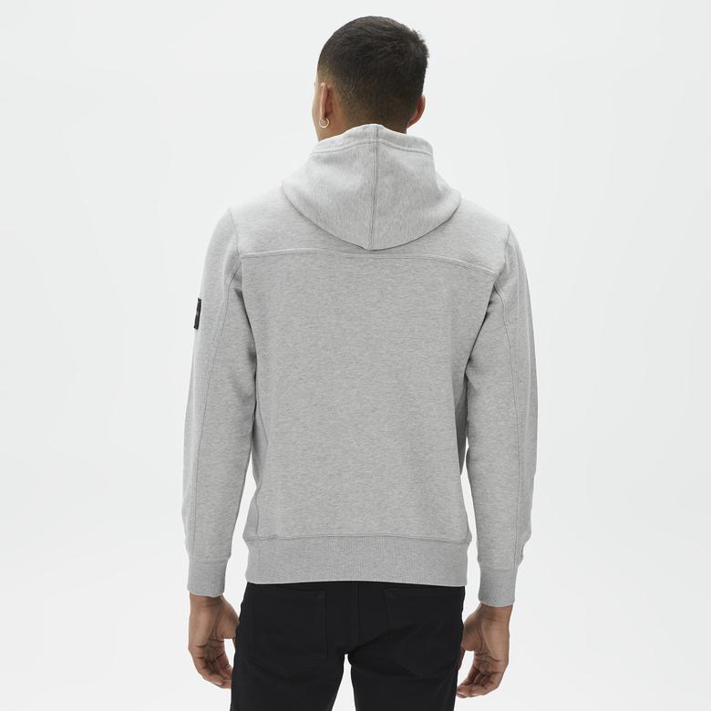 Calvin Klein Monogram Sleeve Badge Erkek Gri Hoodie
