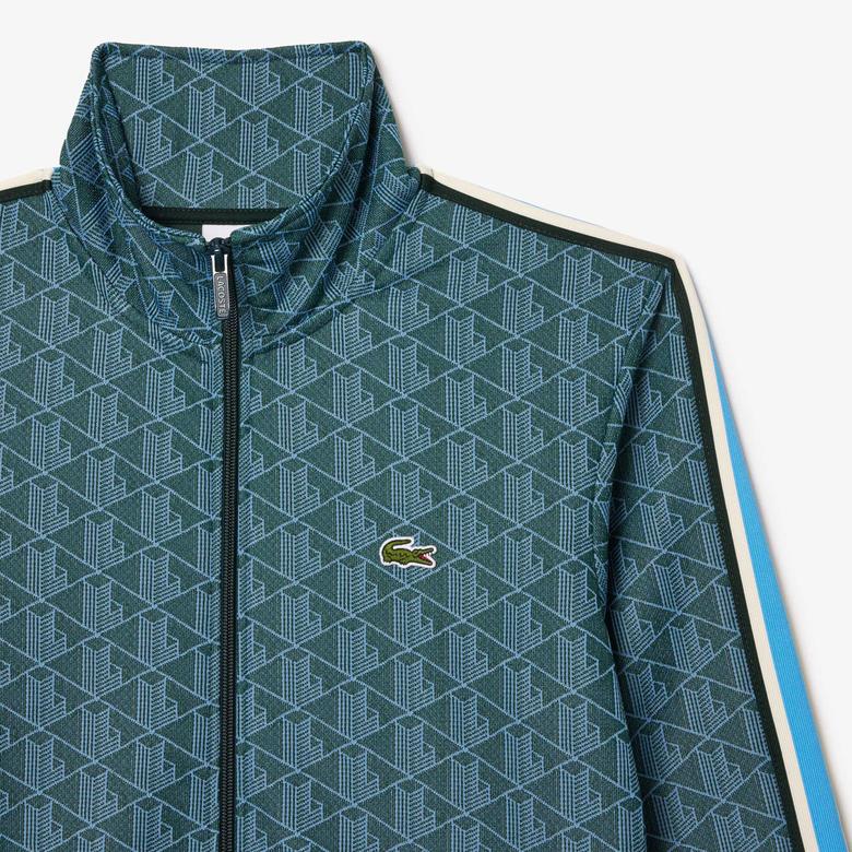 Lacoste Erkek Regular Fit Fermuarlı Monogram Yeşil Sweatshirt