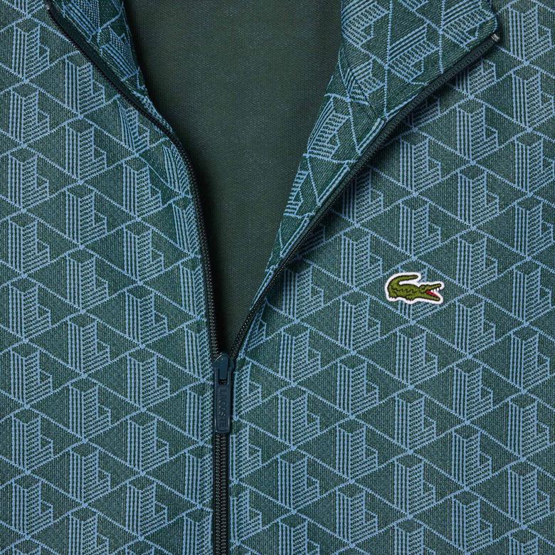 Lacoste Erkek Regular Fit Fermuarlı Monogram Yeşil Sweatshirt