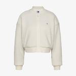 Tommy Jeans Teddy Zip Kadın Beyaz Sweatshirt