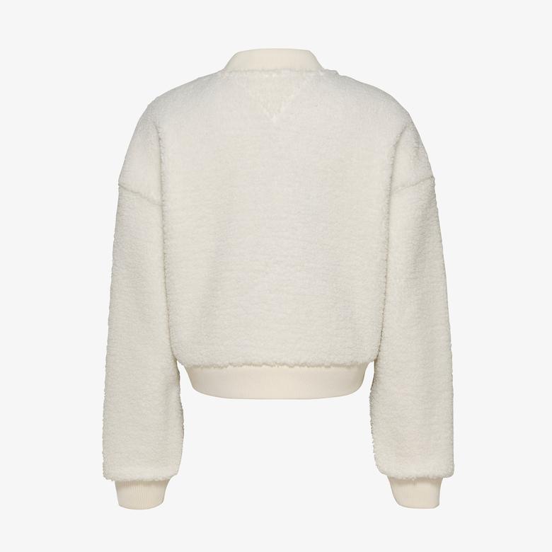 Tommy Jeans Teddy Zip Kadın Beyaz Sweatshirt