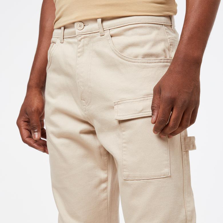 Lacoste Relaxed Fit Kargo Erkek Krem Pantolon